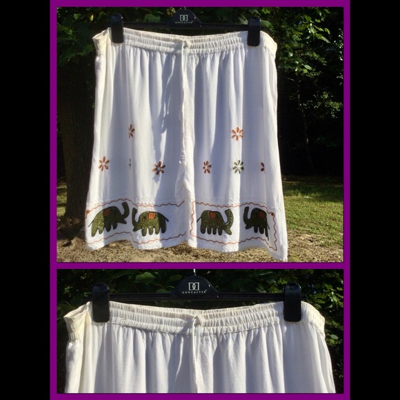 Cream Drawstring Shorts, sz M - Picture 4 of 5